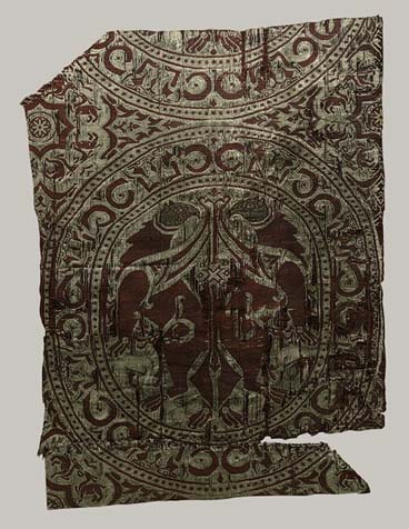 Hedvábný brokát ze Španělska, 1. polovina 12. století, Uložen v Metropolitním muzeu umění, New York