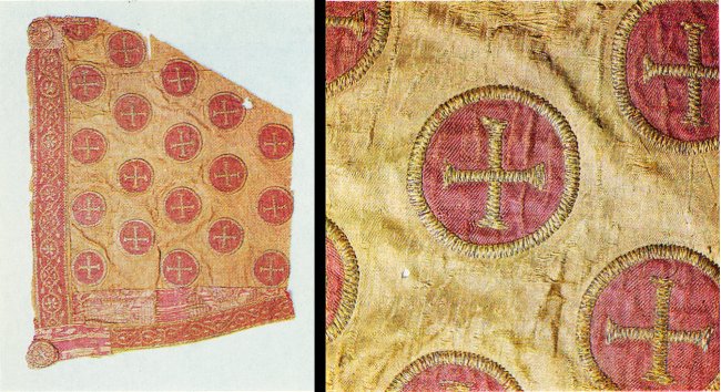 Cover from the St.Wenceslaus shrine Romanic embroidery from the 11th century, St. Vitus cathedral, Prague 