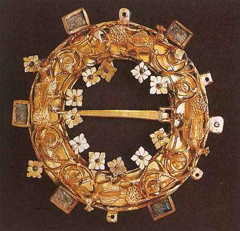 Brooche gold circular brooche from the 13th century. Hungarian National Museum, Budapest